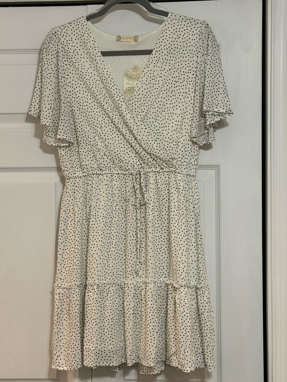 Altar'd State White Mini Dress with Black Polka Dots